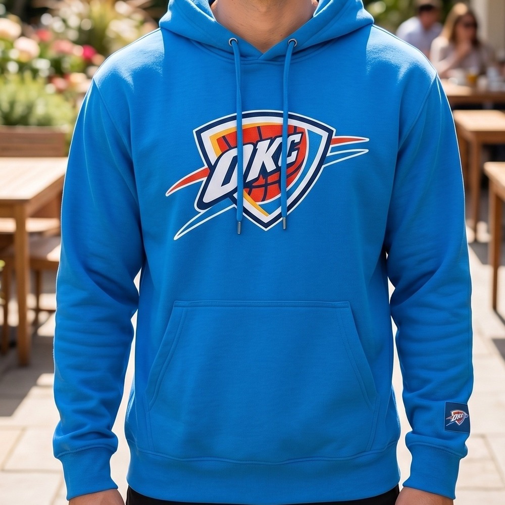 NBA Ultra Game Oklahoma City Thunder OKC Blue Embroidered Pullover Hoodie M